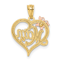 14k Two-tone w/White Rhodium MOM Heart Pendant-K2659