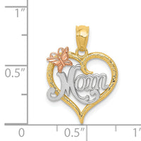 14k Two-tone w/White Rhodium MOM Heart Pendant-K2659