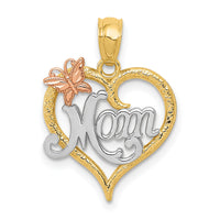 14k Two-tone w/White Rhodium MOM Heart Pendant-K2659