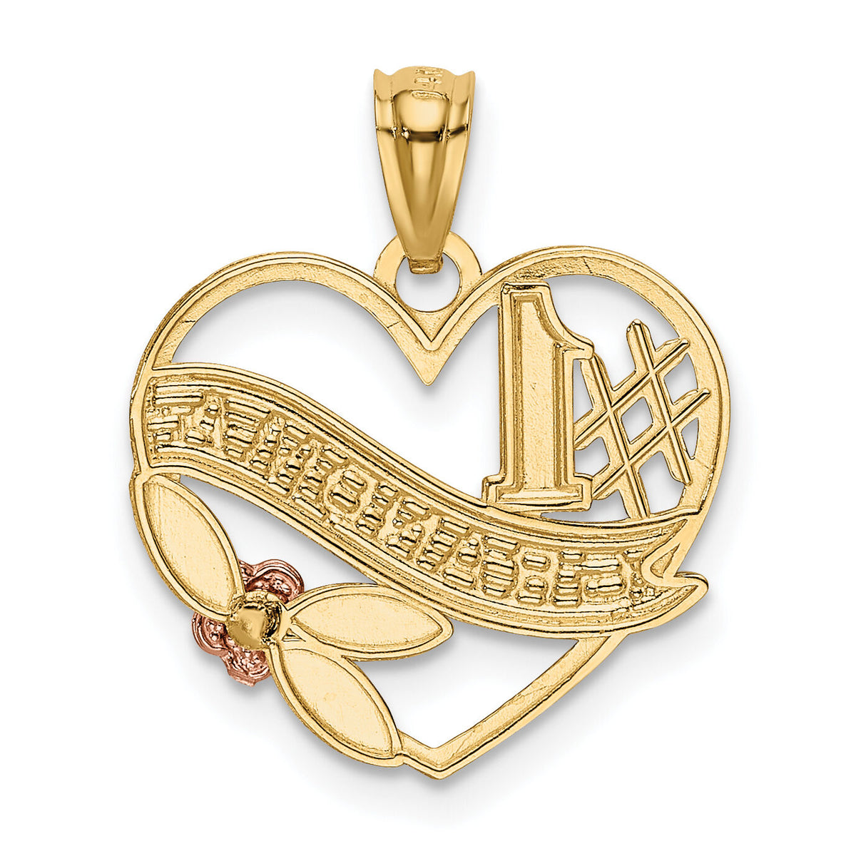 14k Two-tone w/White Rhodium #1 GRANDMA Heart Pendant-K2672