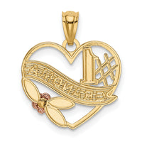 14k Two-tone w/White Rhodium #1 GRANDMA Heart Pendant-K2672
