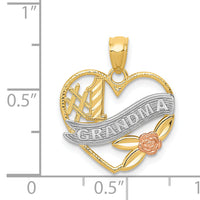 14k Two-tone w/White Rhodium #1 GRANDMA Heart Pendant-K2672
