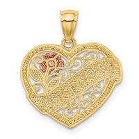14k Two-tone w/White Rhodium GRANDMA Heart Pendant-K2679