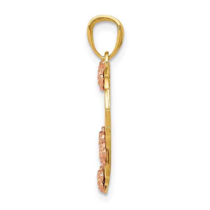 14k Two-tone w/White Rhodium GRANDMA Heart Pendant-K2680