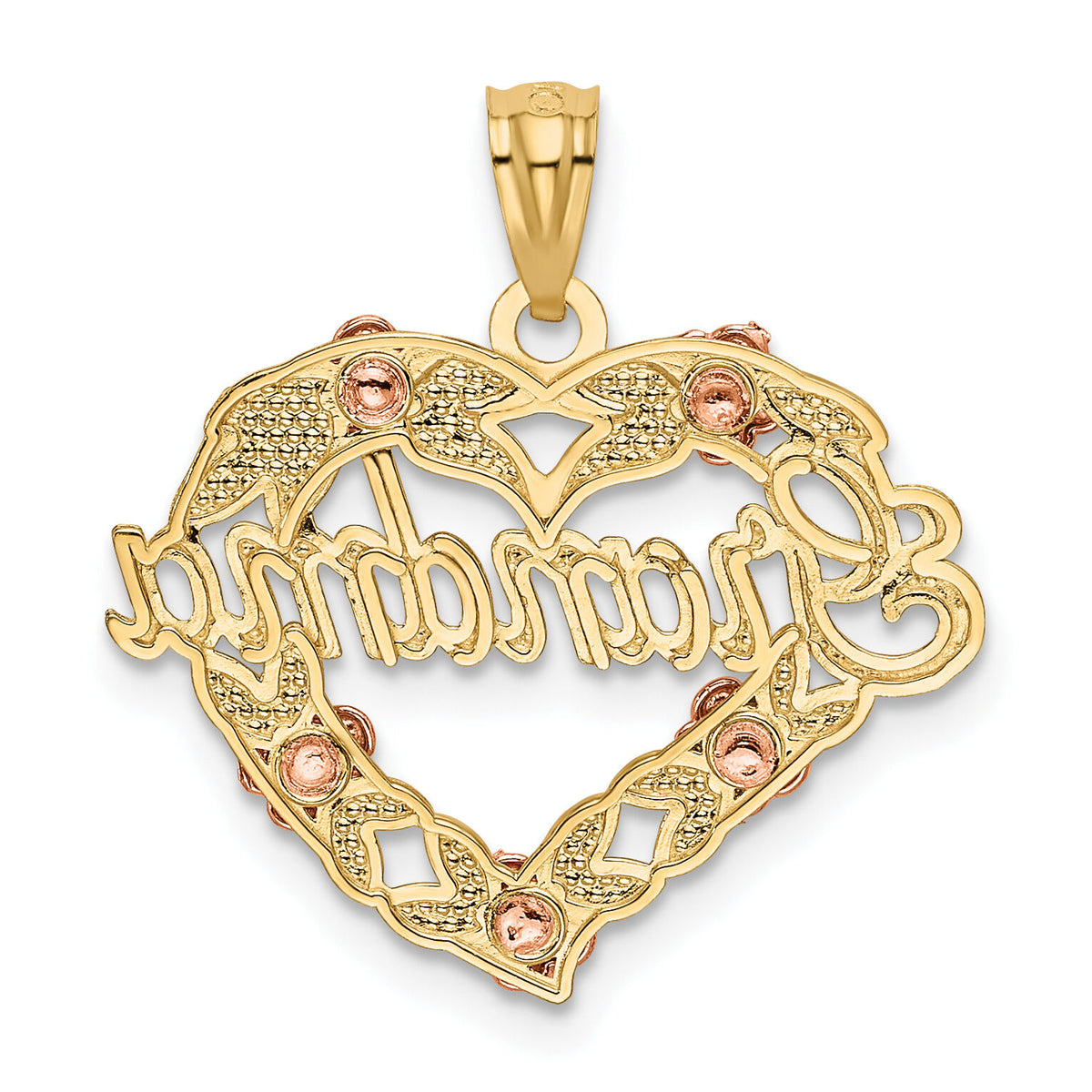 14k Two-tone w/White Rhodium GRANDMA Heart Pendant-K2680