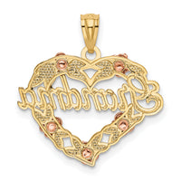 14k Two-tone w/White Rhodium GRANDMA Heart Pendant-K2680