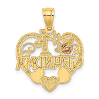 14k Two-tone w/White Rhodium #1 GRANDMA Heart Pendant-K2683