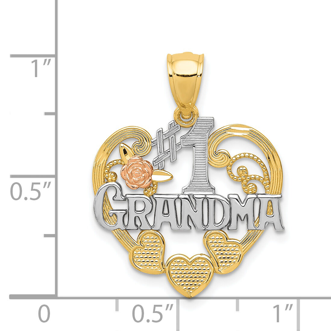 14k Two-tone w/White Rhodium #1 GRANDMA Heart Pendant-K2683