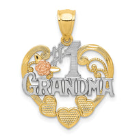 14k Two-tone w/White Rhodium #1 GRANDMA Heart Pendant-K2683