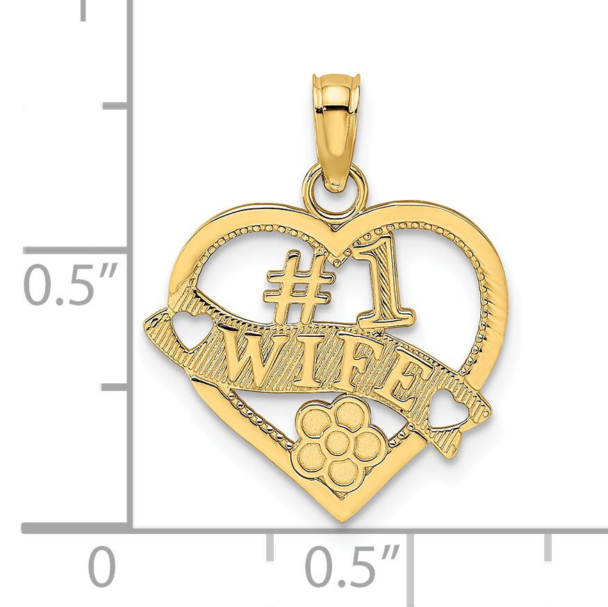 14k #1 WIFE Heart Charm-K2687