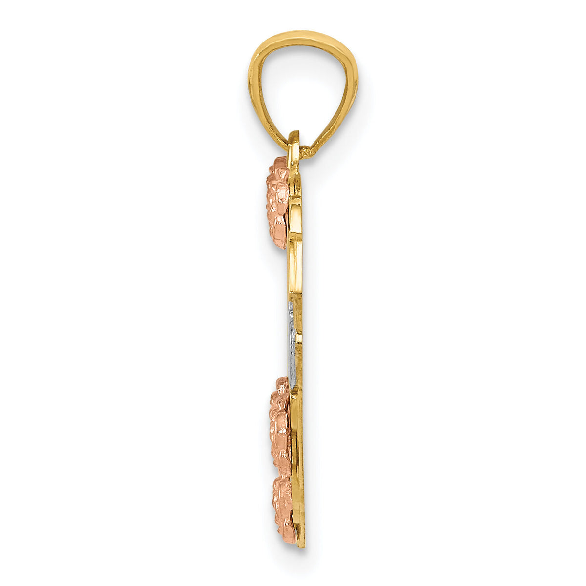 14k Two-tone w/White Rhodium SISTER Heart Pendant-K2696