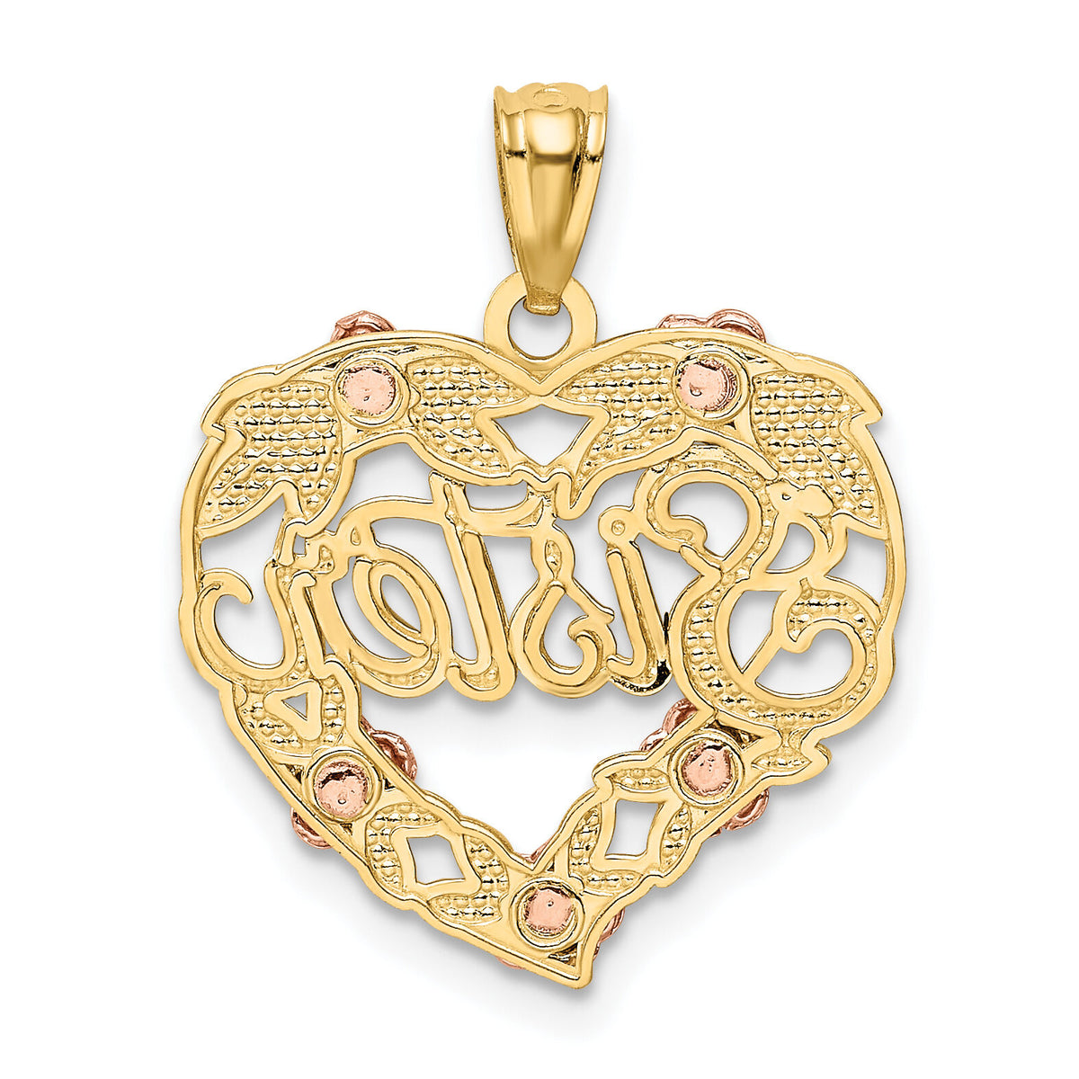 14k Two-tone w/White Rhodium SISTER Heart Pendant-K2696