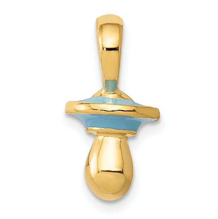 14k Blue Enameled 3D Pacifier Pendant-K2710