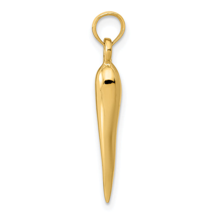 14k Medium 3D Italian Horn Pendant-K2735