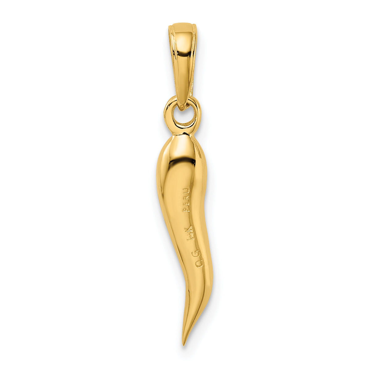 14k Medium 3D Italian Horn Pendant-K2735