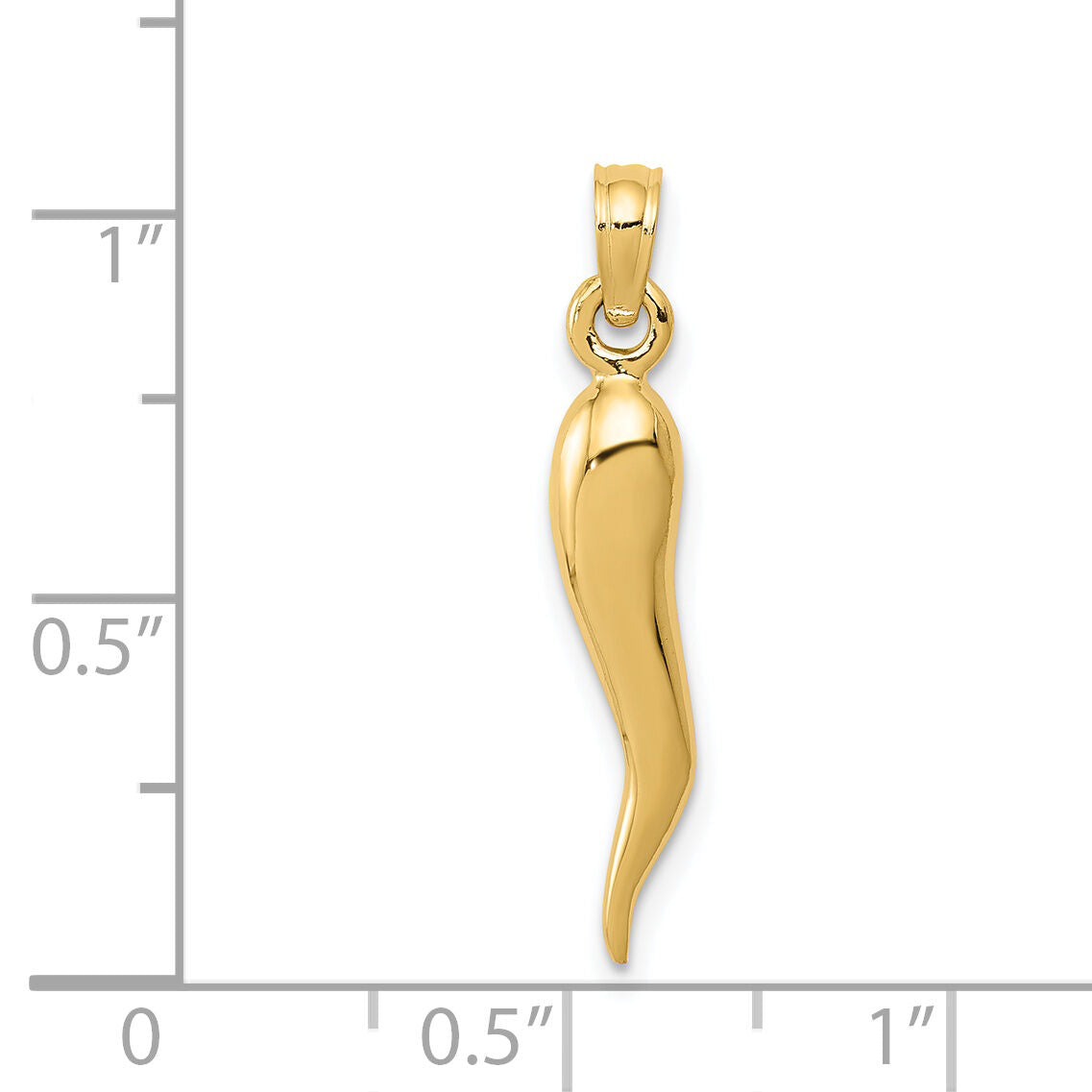 14k Medium 3D Italian Horn Pendant-K2735