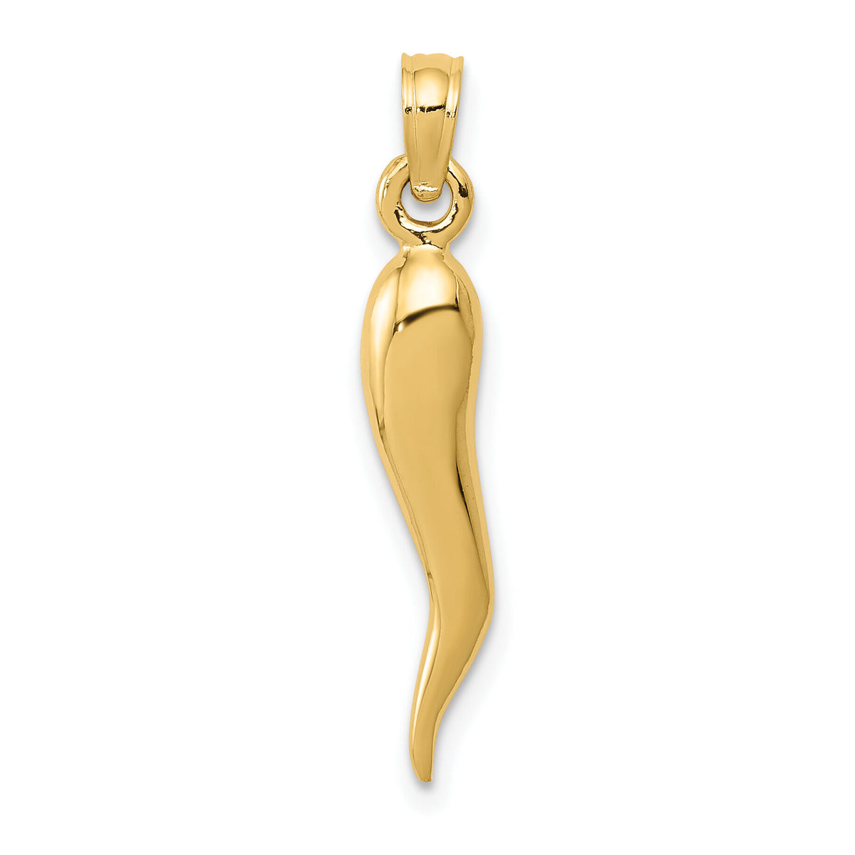14k Medium 3D Italian Horn Pendant-K2735