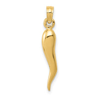 14k Medium 3D Italian Horn Pendant-K2735
