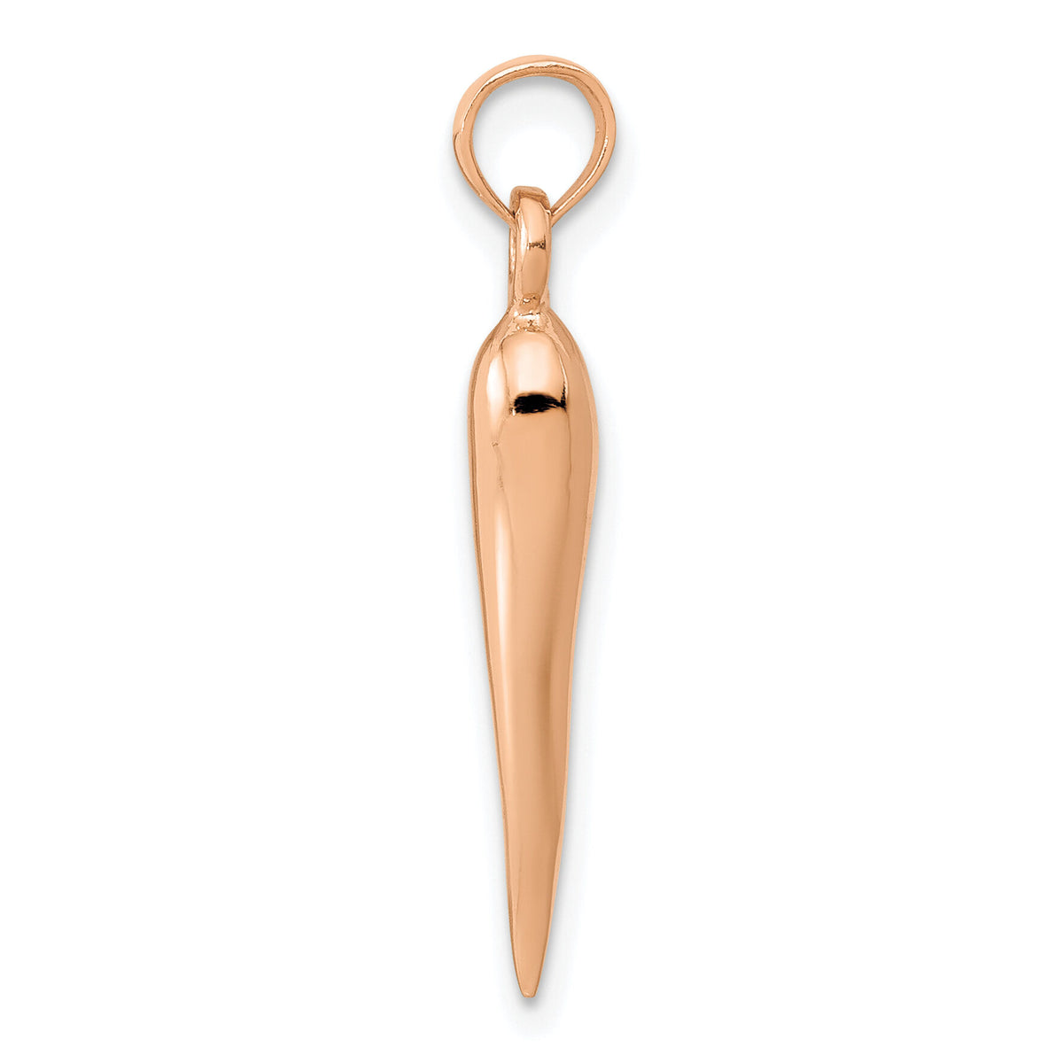 14k Rose Gold Medium 3D Italian Horn Pendant-K2735R