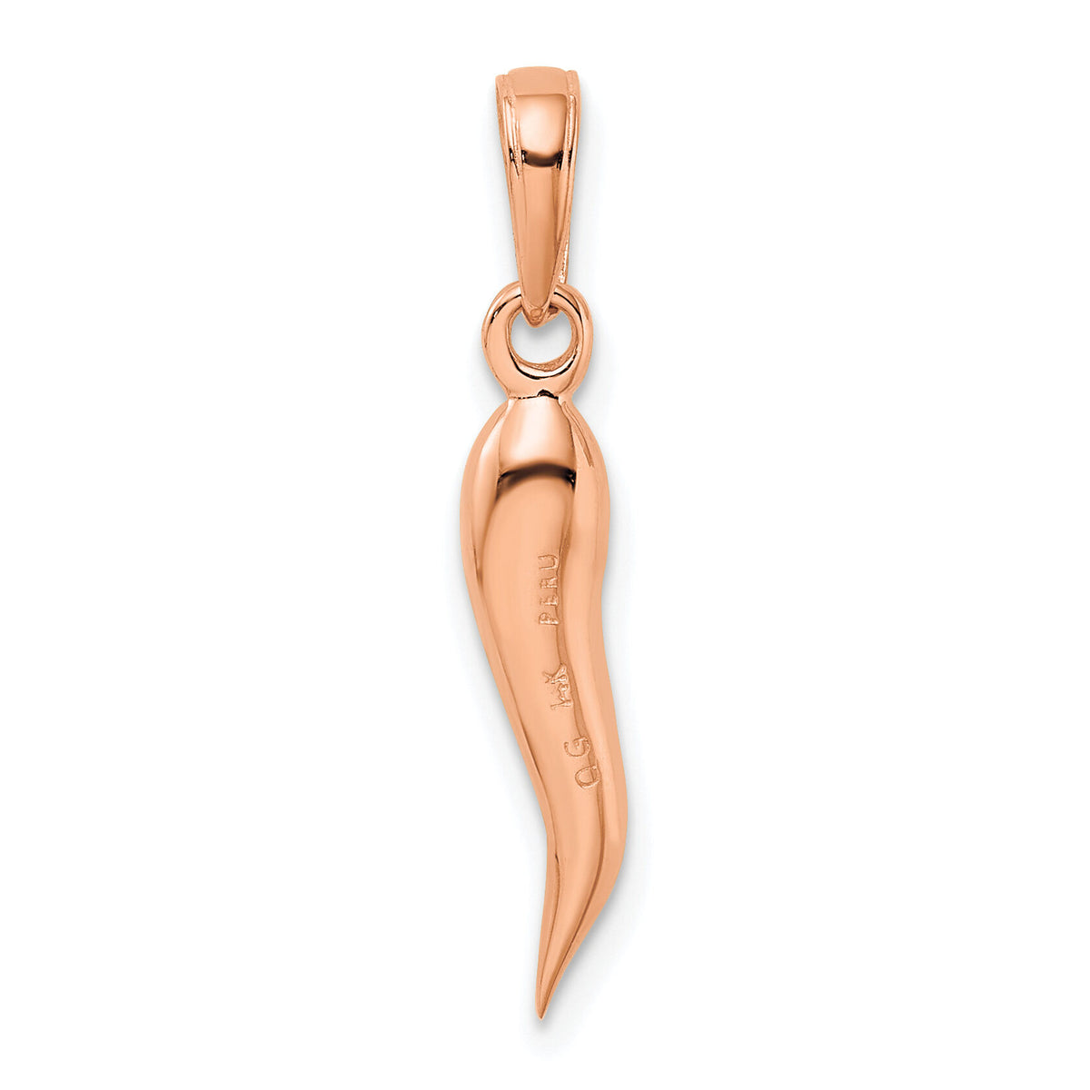 14k Rose Gold Medium 3D Italian Horn Pendant-K2735R