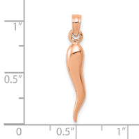 14k Rose Gold Medium 3D Italian Horn Pendant-K2735R