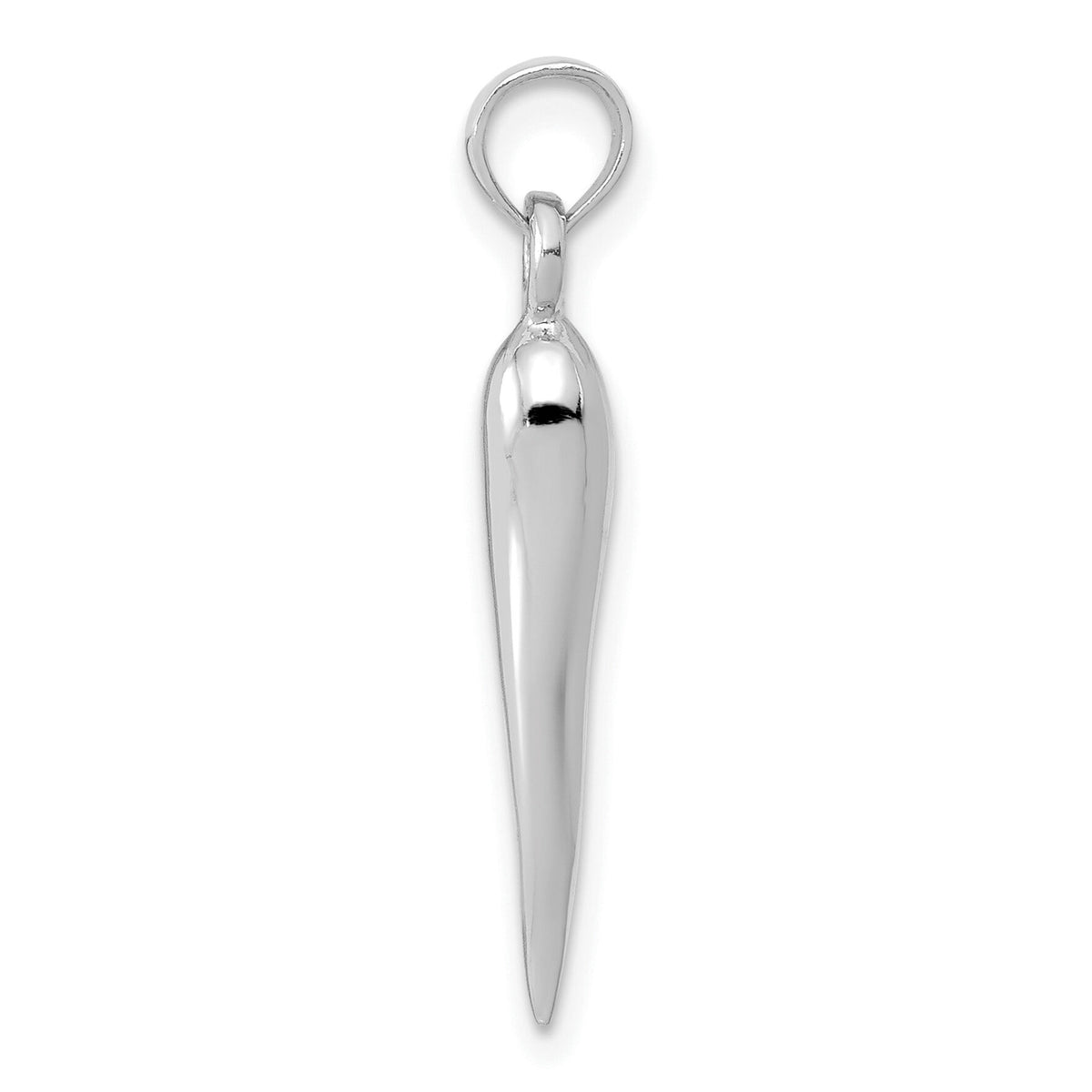 14k White Gold Medium 3D Italian Horn Pendant-K2735W
