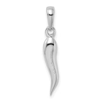 14k White Gold Medium 3D Italian Horn Pendant-K2735W