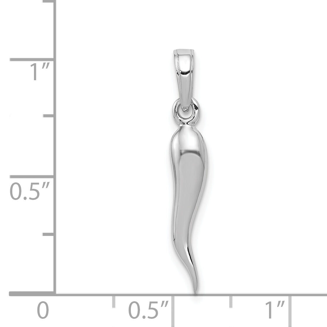 14k White Gold Medium 3D Italian Horn Pendant-K2735W