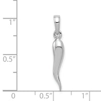 14k White Gold Medium 3D Italian Horn Pendant-K2735W