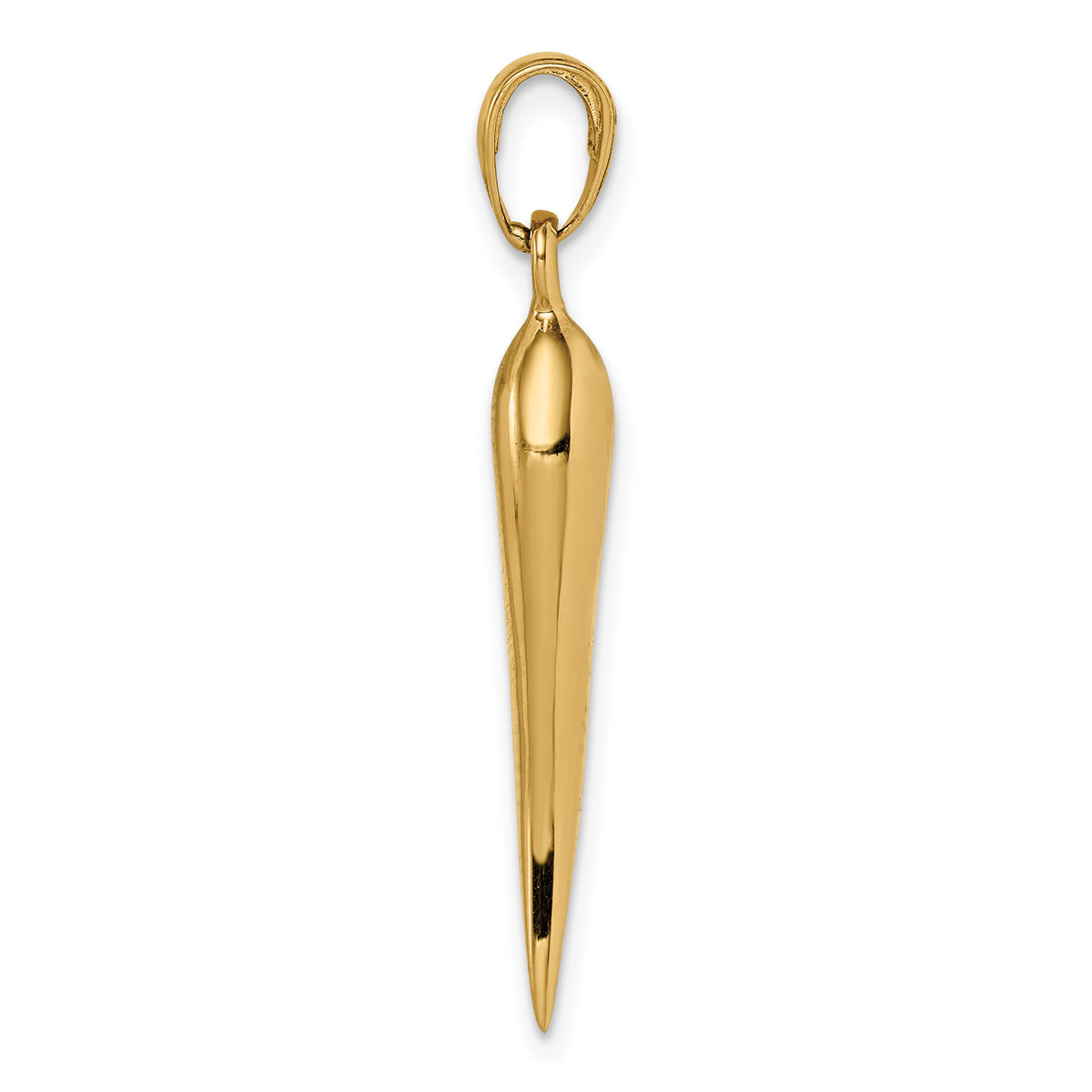 14k Large 3D Italian Horn Pendant-K2737