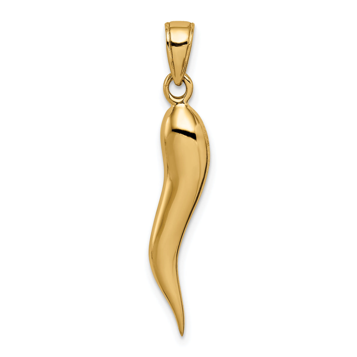 14k Large 3D Italian Horn Pendant-K2737