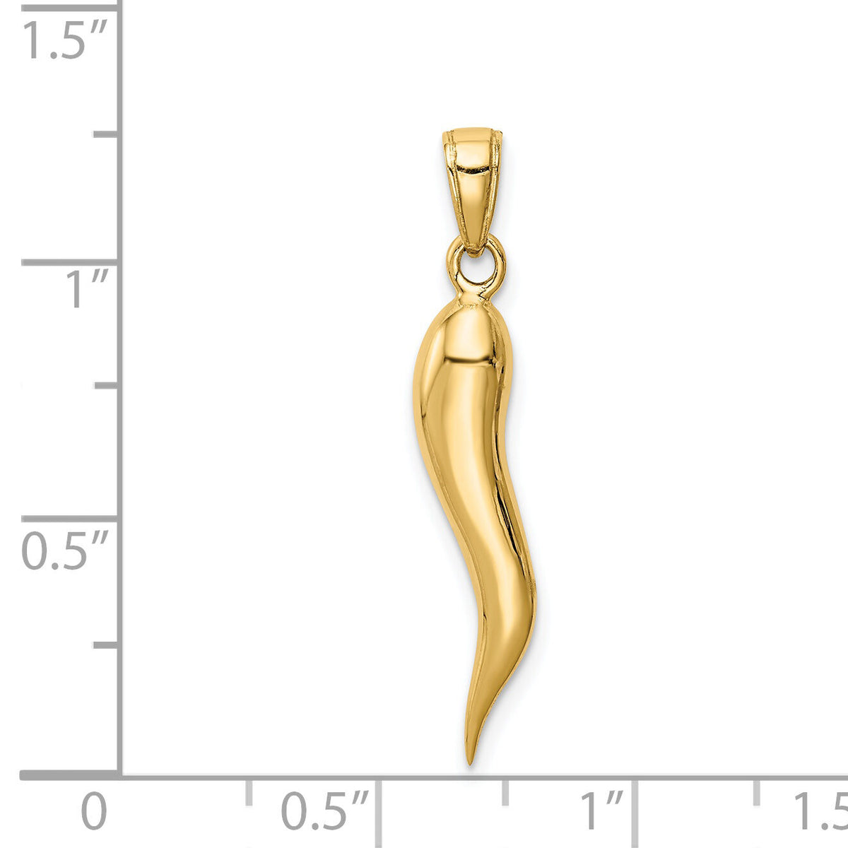 14k Large 3D Italian Horn Pendant-K2737