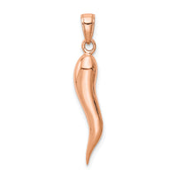 14k Rose Gold Large 3D Italian Horn Pendant-K2737R