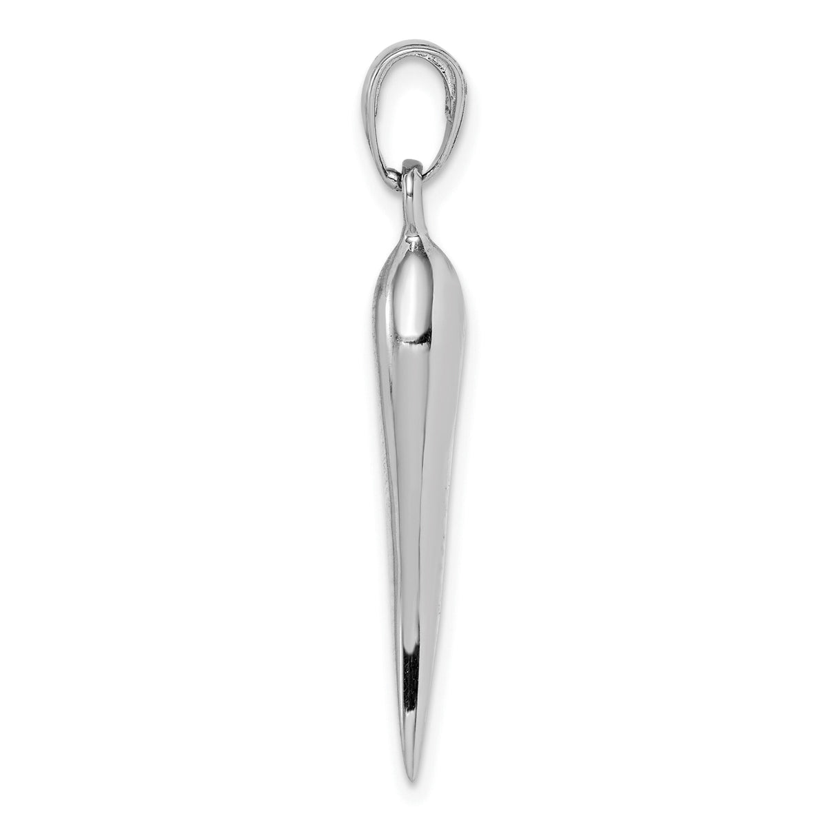 14k White Gold Large 3D Italian Horn Pendant-K2737W