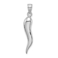 14k White Gold Large 3D Italian Horn Pendant-K2737W