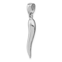 14k White Gold Large 3D Italian Horn Pendant-K2737W