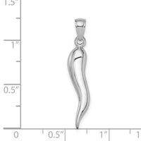 14k White Gold Large 3D Italian Horn Pendant-K2737W