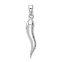 14k White Gold Large 3D Italian Horn Pendant-K2737W