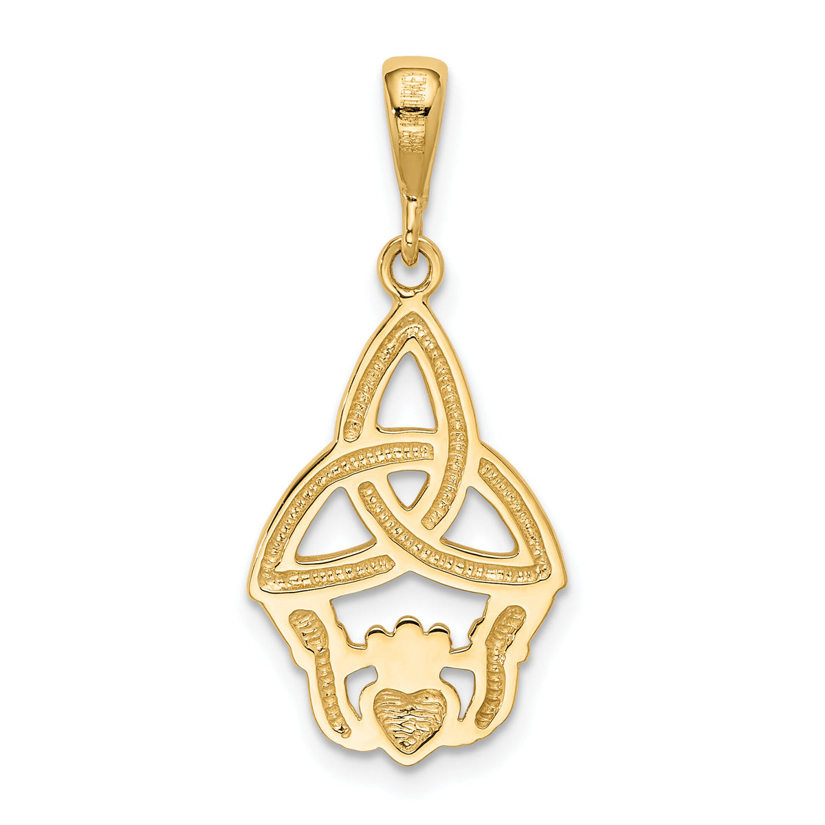 14K Rhodium Diamond-cut Claddagh Pendant-K2744