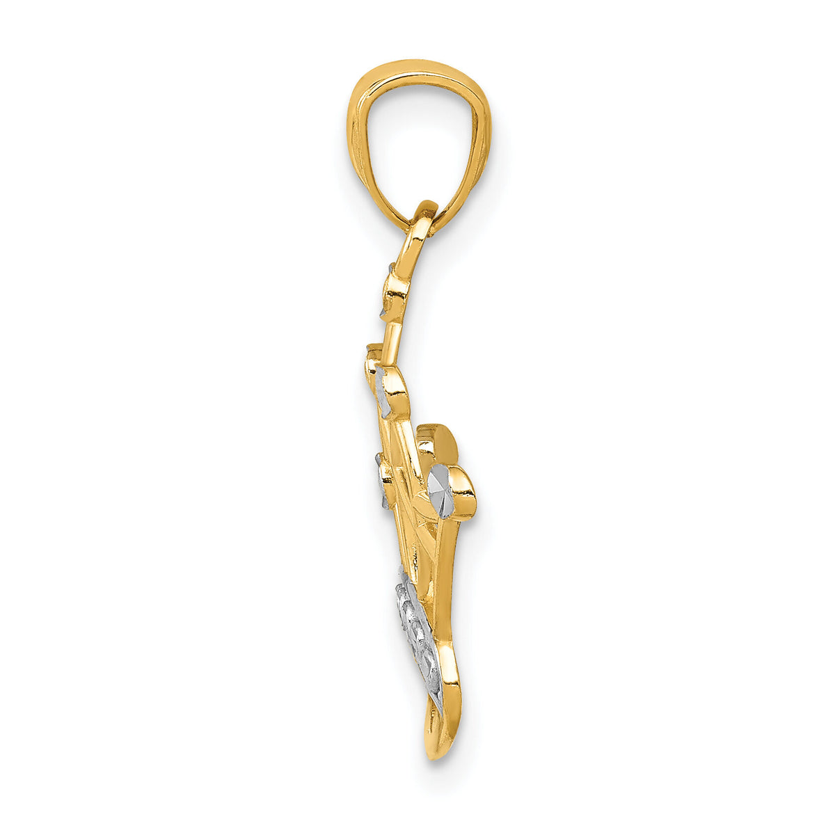 14k and Rhodium Crown Pendant-K2746