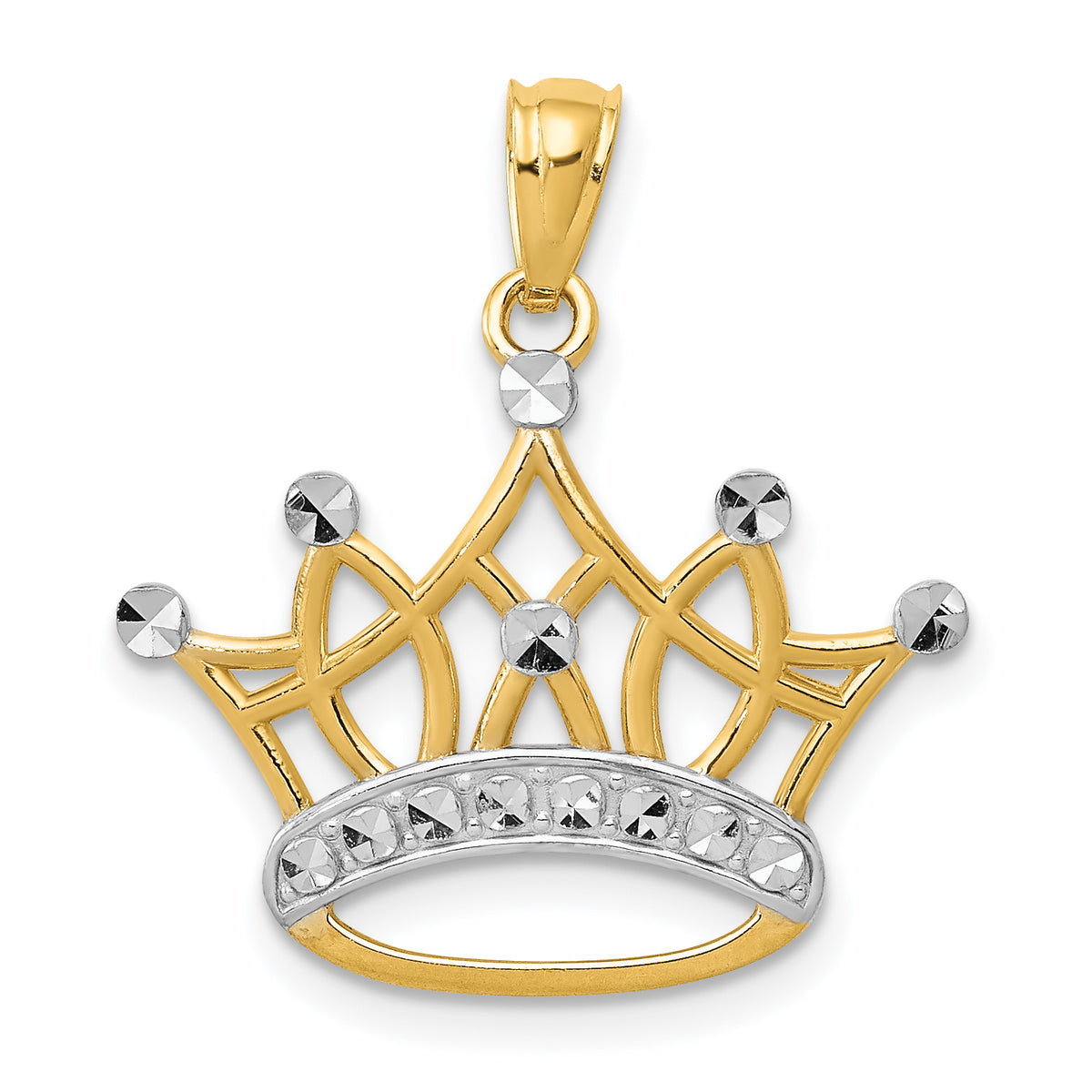 14k and Rhodium Crown Pendant-K2746