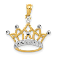 14k and Rhodium Crown Pendant-K2746