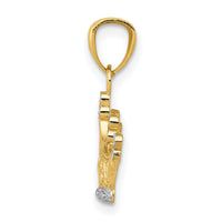 14k and Rhodium Crown Pendant-K2753