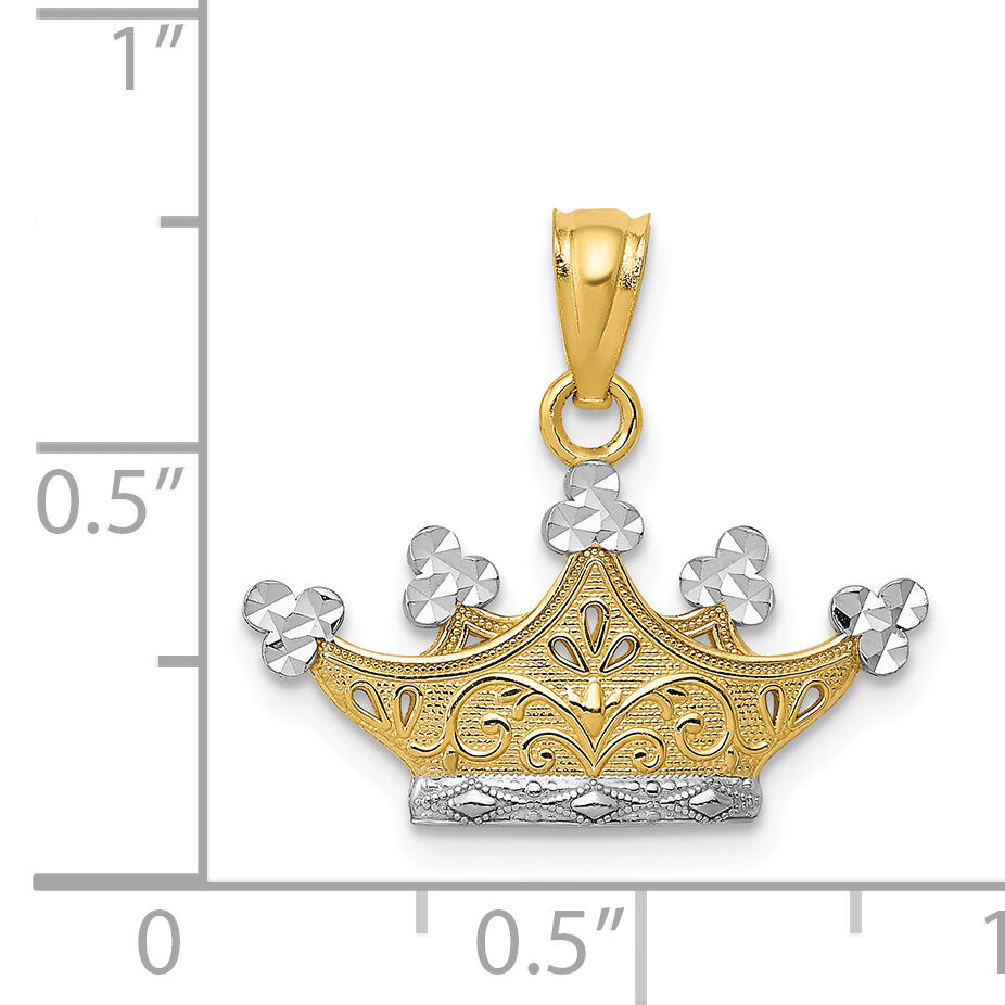 14k and Rhodium Crown Pendant-K2753
