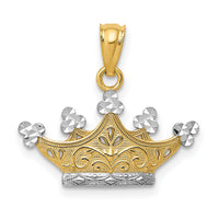 14k and Rhodium Crown Pendant-K2753