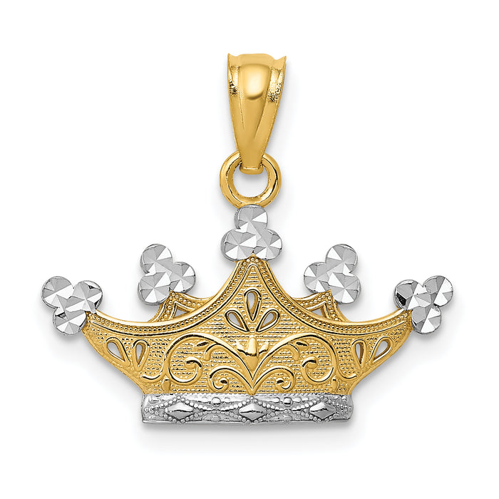 14k and Rhodium Crown Pendant-K2753