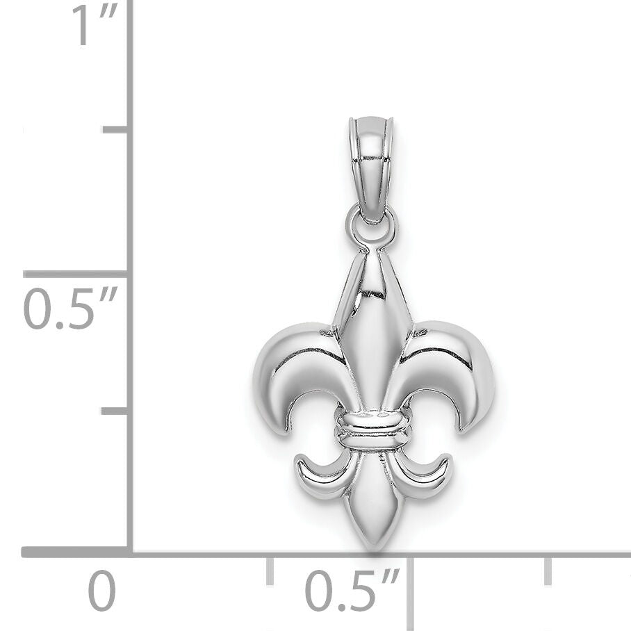 14K White Gold 2-D Small Fleur de Lis Charm-K2759W
