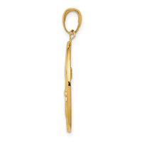 14k Fleur-De-Lis on Oval Disk Pendant-K2762