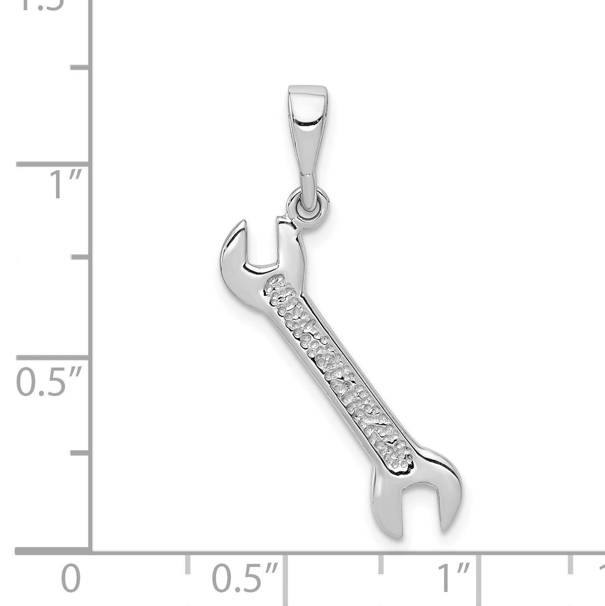 14k White Gold 3D Wrench Pendant-K2814