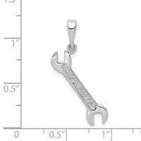 14k White Gold 3D Wrench Pendant-K2814